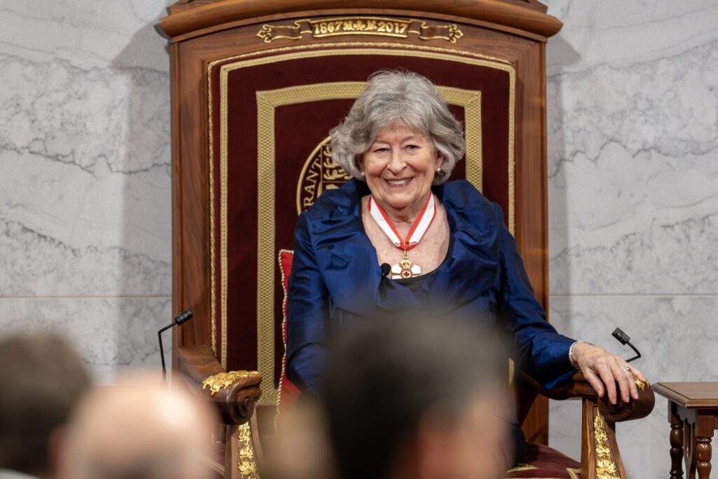 Her Excellency the Rt. Hon Louise Arbour, seated on the Throne in the Senate Chamber, upon her installation as the 31st Governor General of Canada
